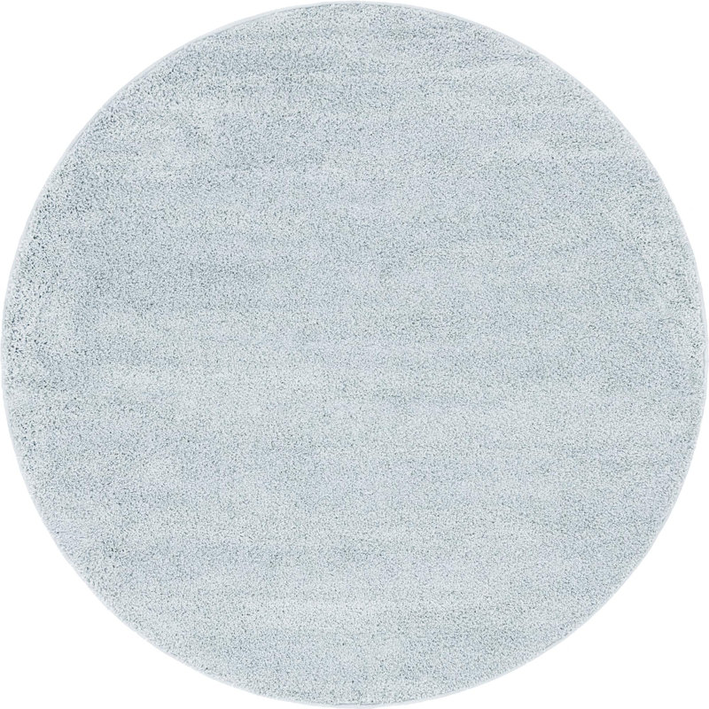 Tapis à poils longs en polypropylène tissé à la machine en vert sauge Fragos, Rond 6 pi