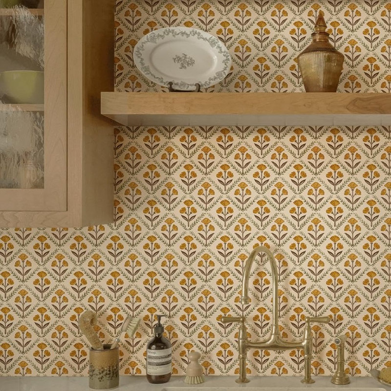 Papier peint floral à peler et coller, conception de maison de campagne rétro, papier contact imperméable pour la cuisine et la chambre à coucher
