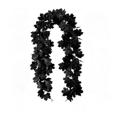 Guirlande artificielle de feuilles d'érable noires pour l'Halloween, décorations d'automne et de l'Action de grâce