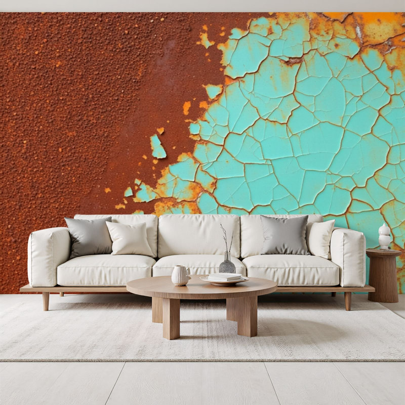 Papier peint adhésif décoratif industriel à surface craquelée à texture de peinture industrielle rouille H 69 po x l 96 po pour chambre à coucher