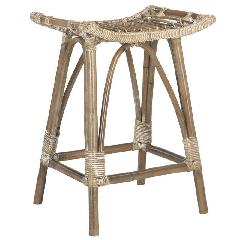 Cerita Counter Stool with Metal Frame, Grey White Wash, Counter Stool (25.6" Seat Height)