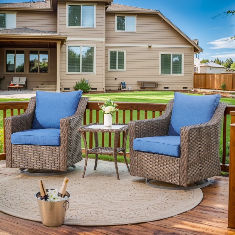 Ensemble de chaises et de table d'appoint pivotantes d'extérieur Jenesys - Durable, confortable pour les patios et les cours arrière
