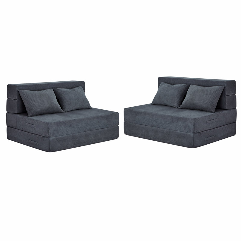 Canapé convertible Boneless, canapé de plancher pliable, Gris foncé, 24" H x 78" W x 29.5" D
