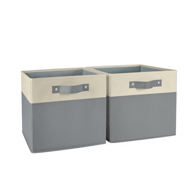 RiverRidge Kids 2pc Two-Tone Fabric Collapsbilble Cube Storage Organizers with Handles