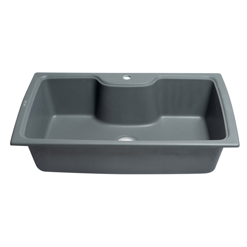 Évier de cuisine encastré en granite L 35 po x l 20 po, Titane