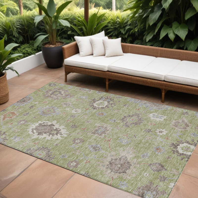 Tapis intérieur lavable floral beige 9 pi x 12 pi