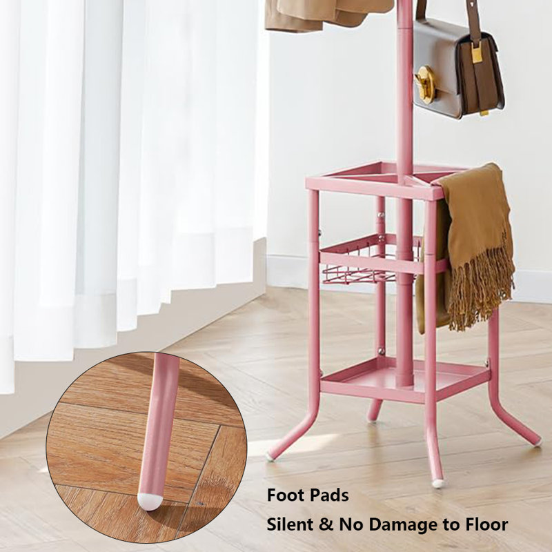 Portemanteau 2-en-1. Combinaison de porte-parapluies et de portemanteaux, pratique et peu encombrante, Rose