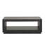 Table basse rectangulaire de style contemporain avec socle et tablette inférieure ouverte au fini noir