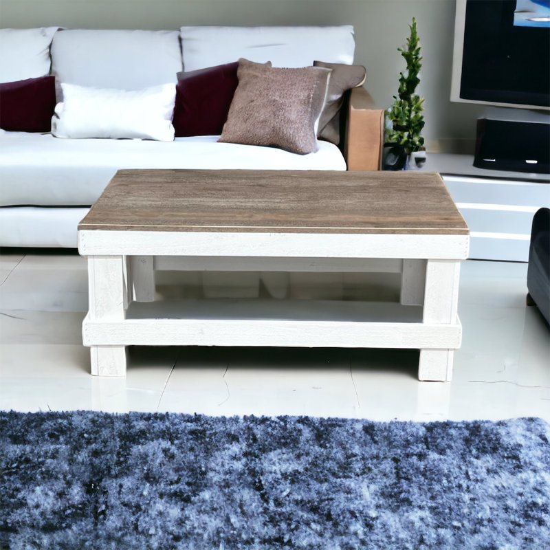 Juliana Solid Wood Coffee Table, Dark Walnut/White