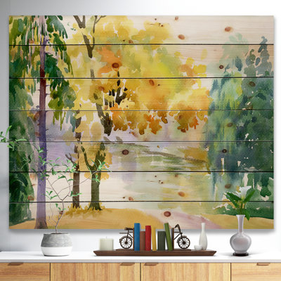 «Beautiful Autumn Forest Watercolor», reproduction de paysage