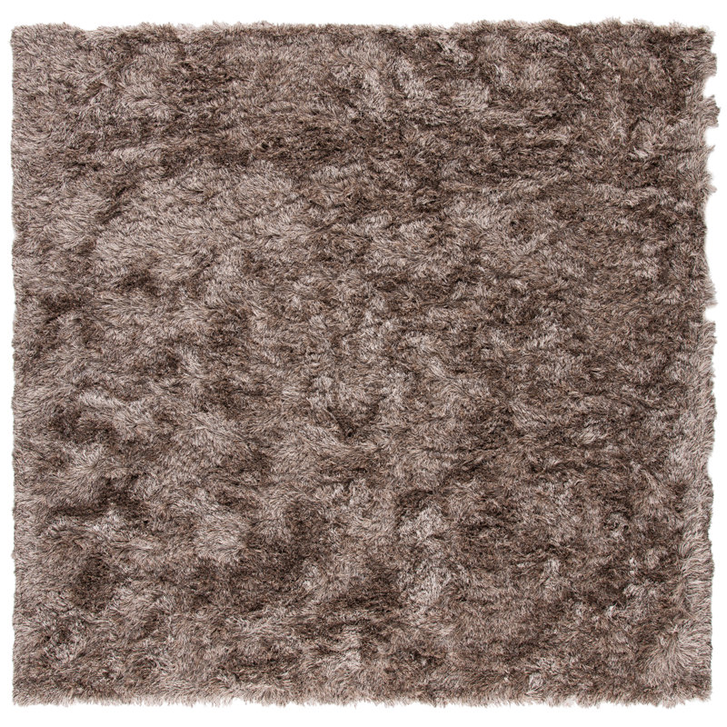 Cimah Shag Hand Tufted Performance Solid Color Rug, Square 5'