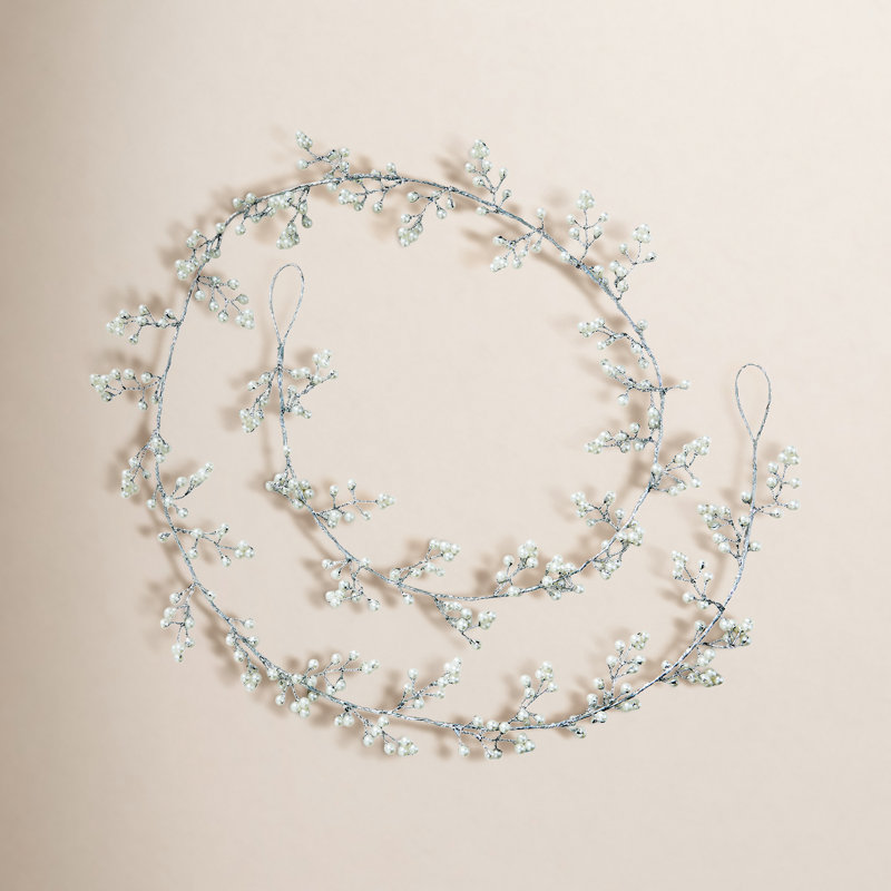 Beaded Pearl Garland White Glass Christmas