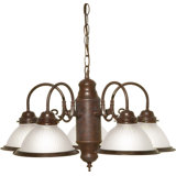 Lustre classique à 5 lumières avec abat-jour Cupps