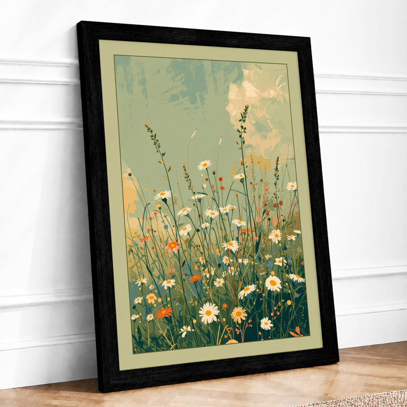 Wildflower Garden Botanical - Framed Print, A2 - 59.4 x 42.0 cm, Black