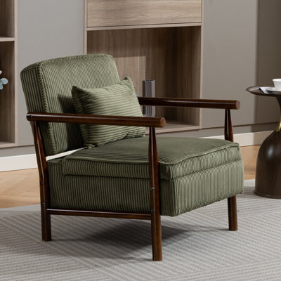 Fauteuil d'appoint rembourré en velours côtelé de 26,6 po de largeur avec coussin supplémentaire
