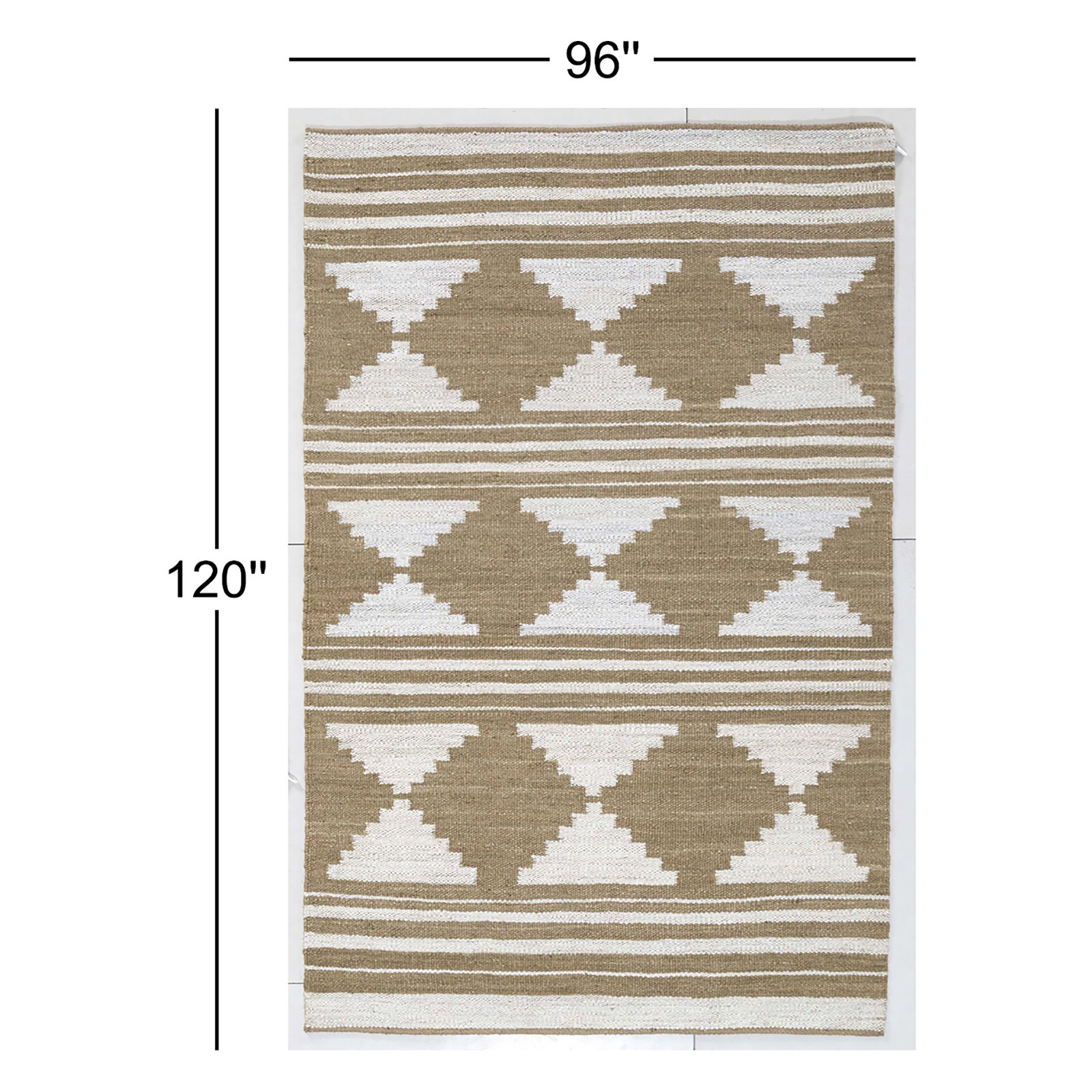 Flatweave Block Print Jute Rug, Rectangle 8' x 10'