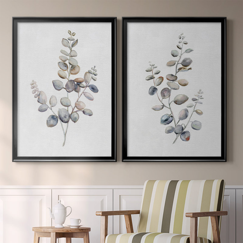 Eucalyptus I, toile encadrée de qualité supérieure - prête à être accrochée, Noir, H 24,5 po x l 37 po x P 1,25 po