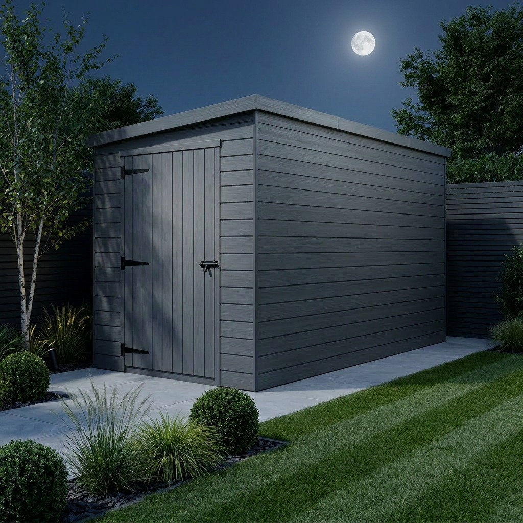 Total Sheds 4ft x 9ft Composite Pent Garden Shed - Single Door - No Windows - EPDM Rubber Roof - UK Manufactured