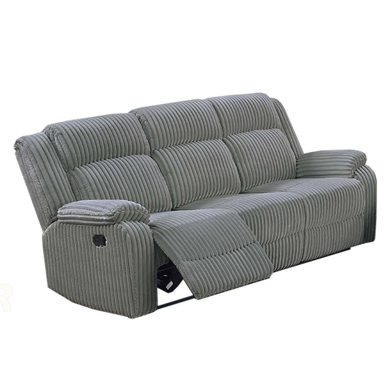 Ensemble de canapé inclinable contemporain avec console, velours côtelé fumé, parfait pour les salons modernes