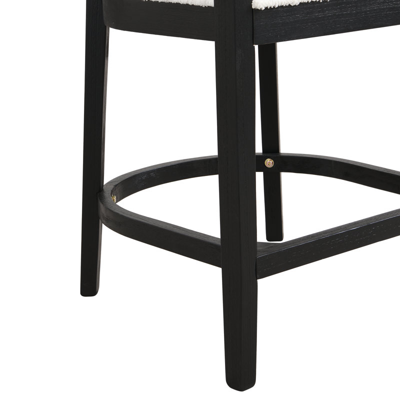 Upholstered Counter Stool with Solid Wood Frame, Black, 33