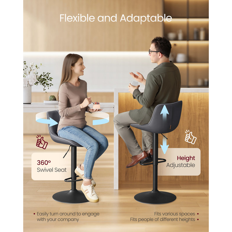 Upholstered Adjustable Height Counter Stool with Metal Frame
