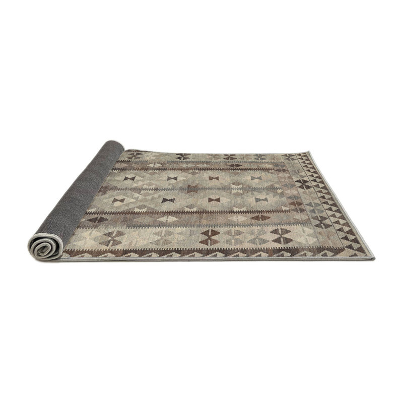 Tapis contemporain gris anthracite / ivoire, Rond 7 pi