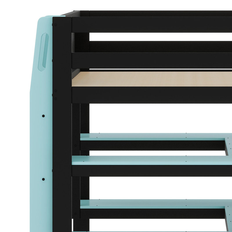 Multifunctional Loft Bed with Integrated Workstation, Side Organization Rack, Extensive Shelving, and Customizable RGB Lighting
