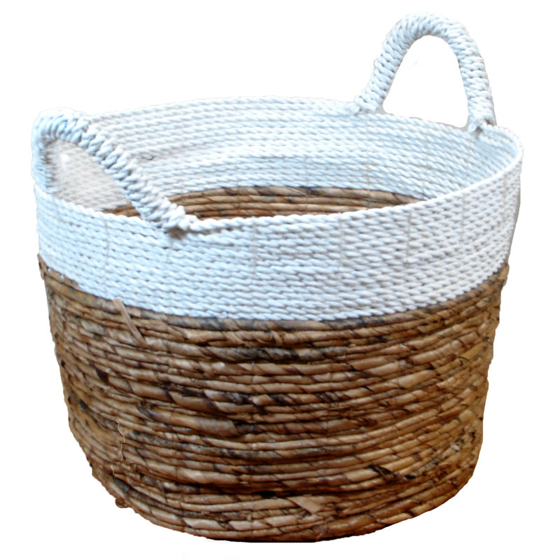 Panier en fibre de handwoven bananes & raphia/en rotin, H 11 po x l 13 po x P 13 po