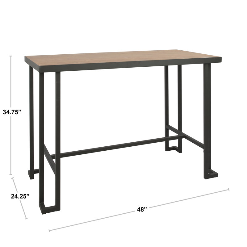 Table de salle à manger à tréteaux à hauteur de comptoir Vandervoort, Gris mat