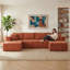 Canapé d'angle en forme de U de 335 cm (132 po), modèle Boneless Cloud, modulable, avec porte-gobelets et poches latérales, grand format, aucun assemblage requis, orange-901433514