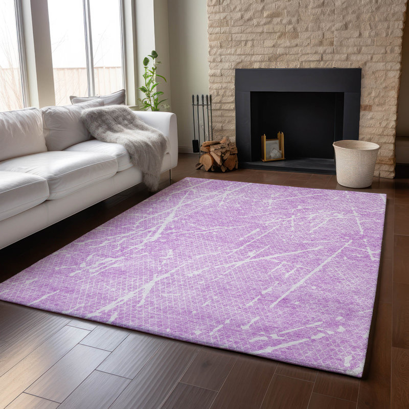 Red Rectangular Washable Synthetic Rug, 46" x 30"