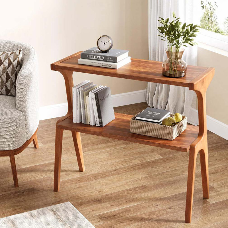 Table d'appoint Farmhouse avec tablette de rangement à 2 niveaux