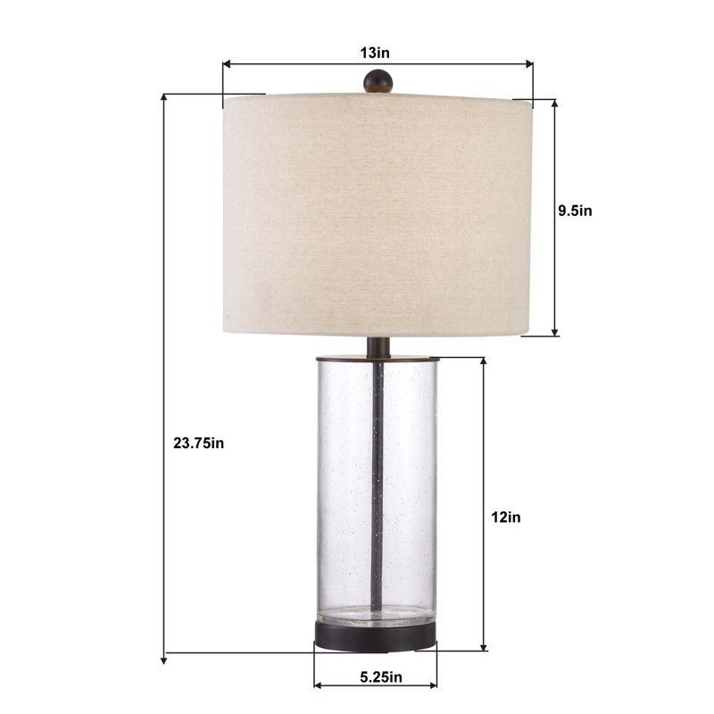 Brokk 23.75" Metal Glass Table Lamp Set, Black