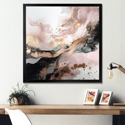 Texture or rose Splash Marble IV - art mural abstrait en marbre