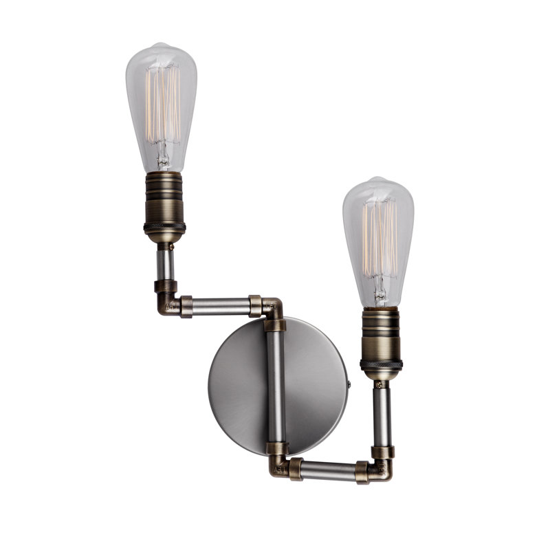 Appliquee à bras 2 lumières Mott, Nickel brossé