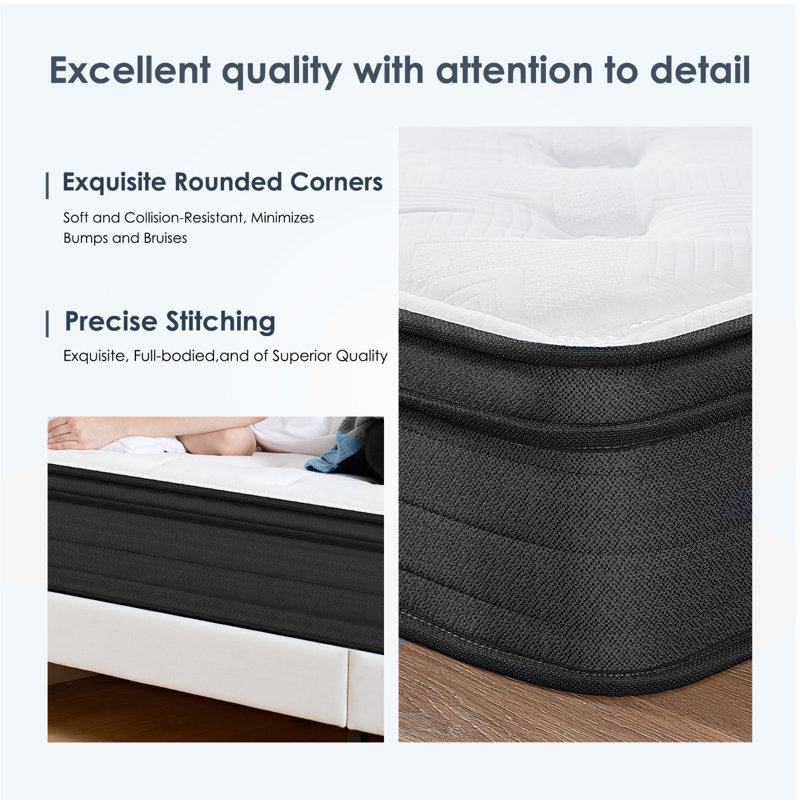 Matelas hybride 12 po avec mousse viscoélastique imprégnée de gel et ressorts, Lit double