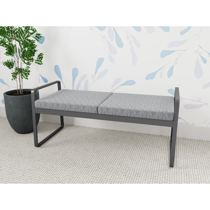 Banc en métal Gansett, Noir Patriot Plus - Vinyle lavable au chiffon, Gris anthracite