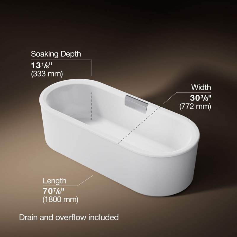 Volute 70-7/8 In. X 30-3/8 In. Freestanding Bath With Shroud