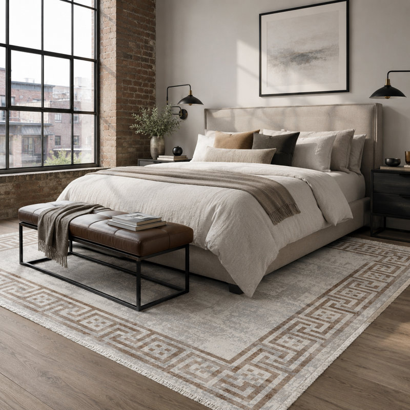 Geometric Cotton and Chenille Flatweave Area Rug, 200 cm round