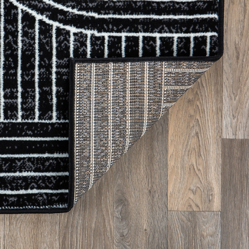 Tapis contemporain à rayures, Rectangle 7 pi 10 po x 10 pi