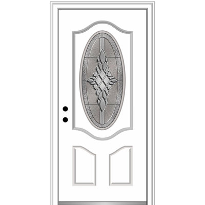 MMI DOOR Grace 37.5 in. x 81.75 in. Fiberglass 2 Panel Prehung Front Entry Door