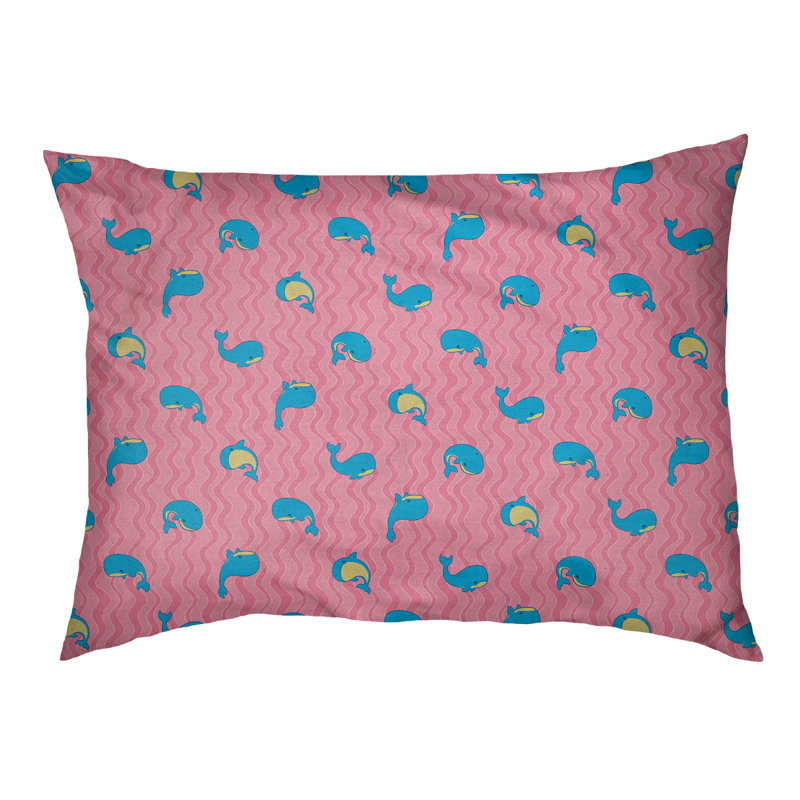 Coussin pour chien Campion Whales, Moyen (L 29,5 po x P19,5 po x H 9,5 po), Corail clair / bleu Dodger