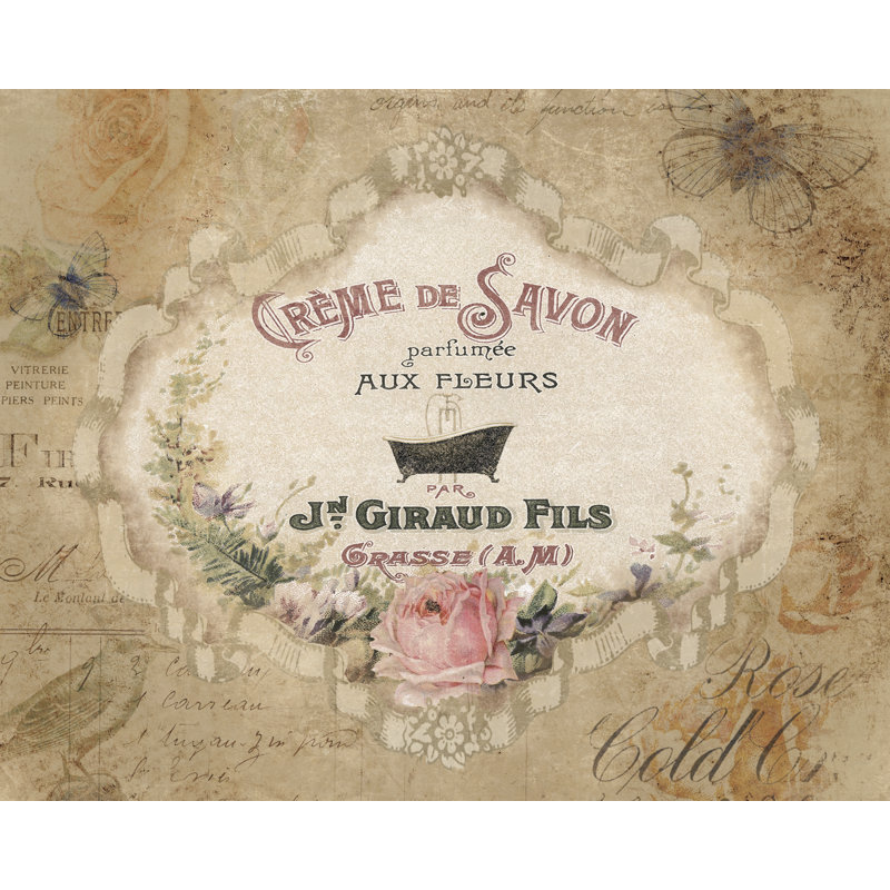 French Soap Label - Textual Art Print, 61 cm H x 91 cm W, Wrapped Canvas