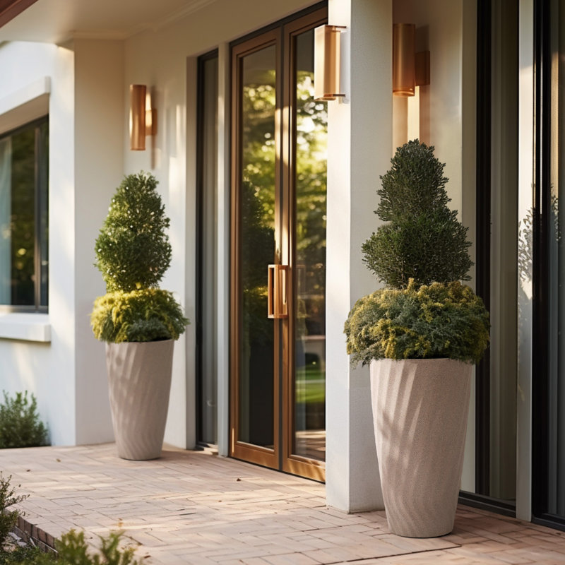 Pot à fleurs en résine Bee, 1, H 24 po x l 13,8 po x P 13,8 po, Gris clair