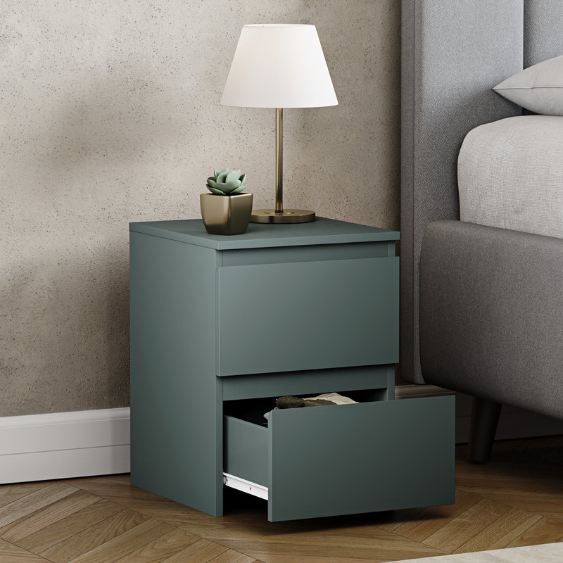 Cunha 29.5cm W Manufactured Wood Bedside Table, Green
