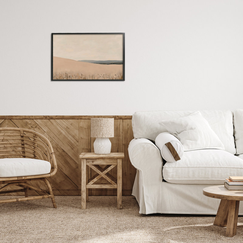 «Fields Of Blush Landscape», estampe numérique, design par Franklyn Gregory, H 12 po x l 18 po, Giclée encadrée noir minuit