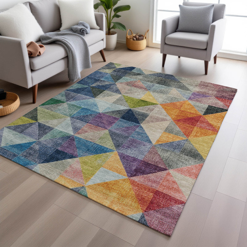 Tapis intérieur / extérieur lavable à la machine Xhevrie, Rectangulaire 3 pi x 5 pi