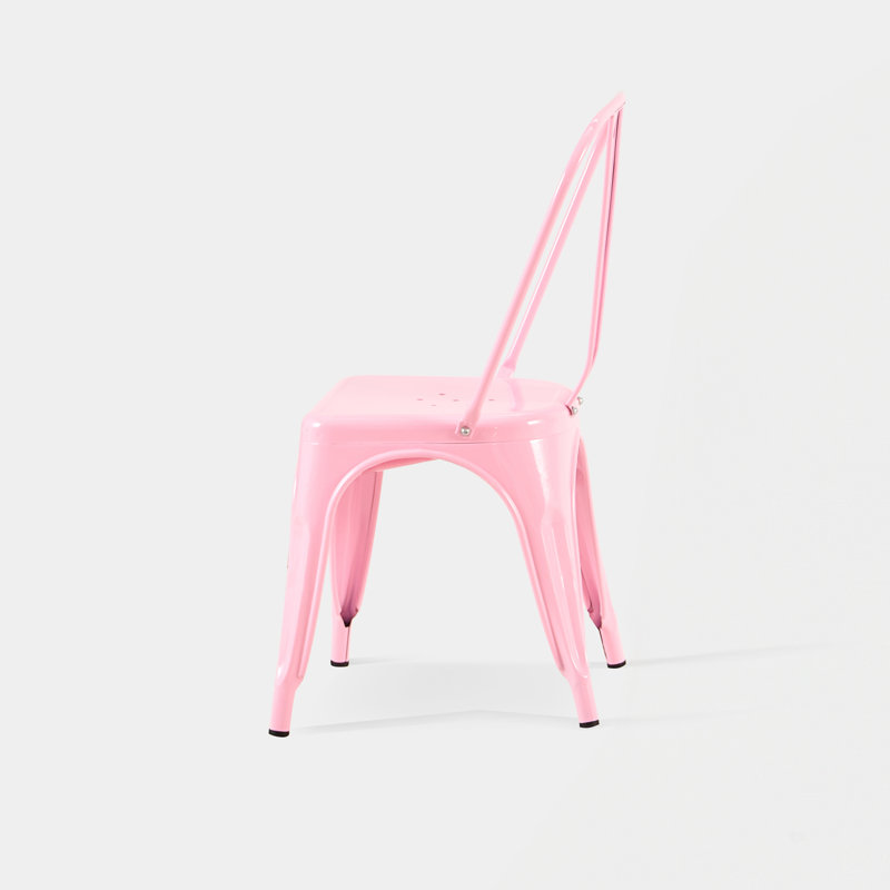 Kalya 18'' H Metal Stacking Side Chair, 2, Pink