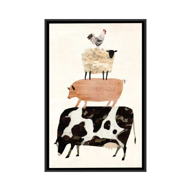 «Barnyard Buds III», impression sur toile, Toile avec cadre noir, H 48 po x l 32 po x P 1,5 po, Pas de tapis