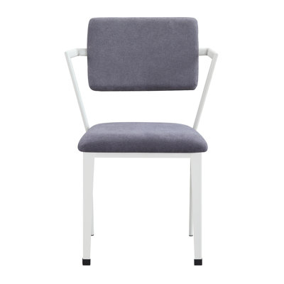 Industrial Style Gray And White Office Chair, High Back, Stationary Seat, Padded Cushion, Metal Frame, Enchanting Chair With , Fabric Upholstery, Design Seat